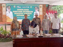 Pemkab Mojokerto Gelar Sosialisasi BK Bersifat Khusus, Anggaran  Bantuan Keuangan ke Desa Tahun 2024 Sebesar Rp. 71,26 Miliar