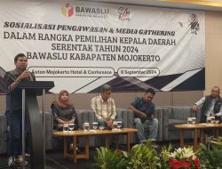 Perkuat Pengawasan Jelang Pemilu 2024, Bawaslu Kabupaten Mojokerto Gelar Media Gathering Bersama Organisasi Media