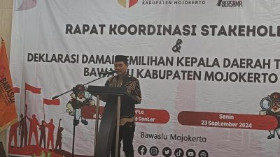 Bawaslu Kabupaten Mojokerto Gelar Deklarasi Damai Pilkada Serentak Tahun 2024