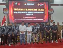 KPU Kabupaten Mojokerto Gelar Deklarasi Kampanye Damai Pada Pemilihan Bupati dan Wakil Bupati Mojokerto 2024