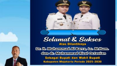 YBH Jalasutra Mengucapkan Selamat Atas Dilantiknya Dr Muhammad Al Barra Lc M.Hum dan dr Muhamad Rizal Octavian Sebagai Bupati dan Wakil Bupati Mojokerto Periode 2025-2030