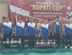 Memperingati HUT RI ke-80, KONI Mojokerto Gelar Kejuaraan Bola Voli Antar Kecamatan Piala Bupati Cup