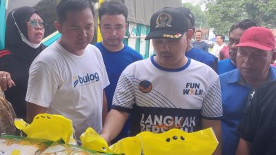 Kolaborasi dengan Badan Pangan Nasional dan DPR RI, Bulog Mojokerto Sediakan 5 Ton Beras SPHP di Gerakan Pangan Murah