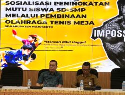 PTMSI Gandeng Dispendik Mojokerto Cetak Atlet Tenis Meja Berprestasi dari Bangku Sekolah