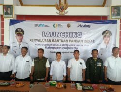 Bulog Mojokerto Launching Bantuan Pangan, Penyaluran 30 Kg Beras Kepada 451 PBP Desa Bendunganjati