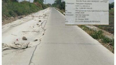 Pelebaran Jalan Modopuro-Leminggir Rampung Lebih Cepat, PUPR Mojokerto Pastikan Infrastruktur Dukung Aktivitas Warga